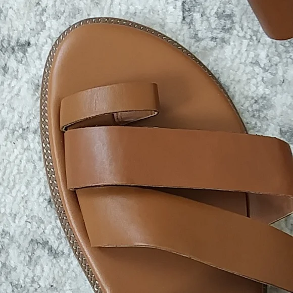 FRANCO SARTO | strappy buckle sandals | faux leather | brown | 8.5 - Picture 3 of 8